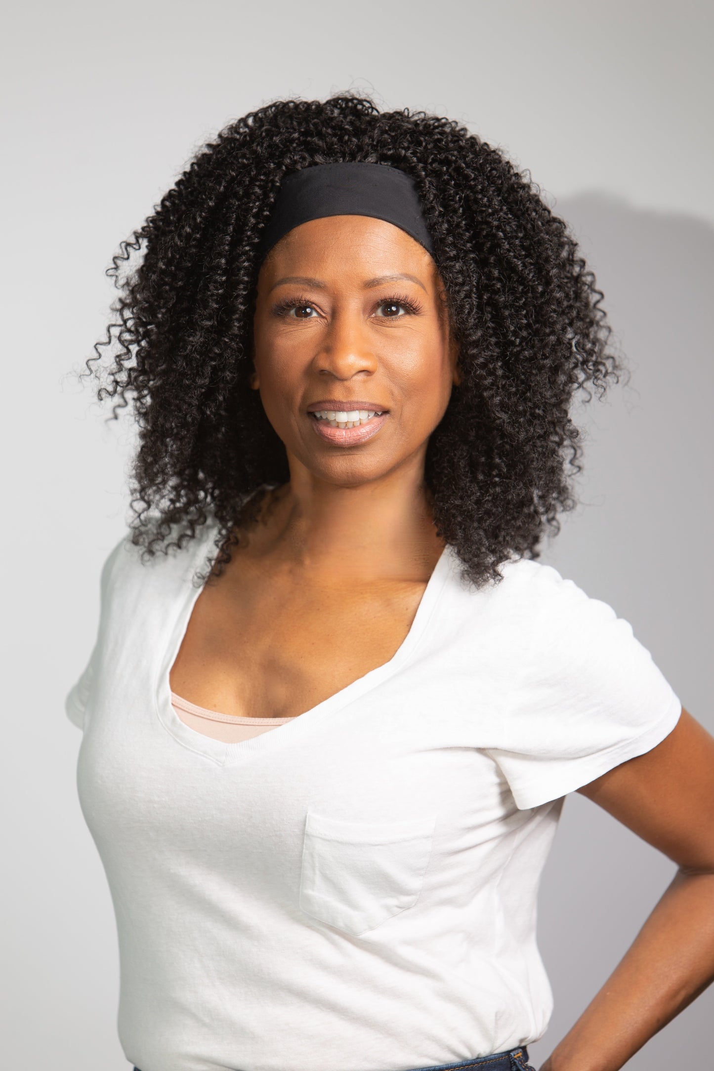 Coily Curly Headband Wig in Black